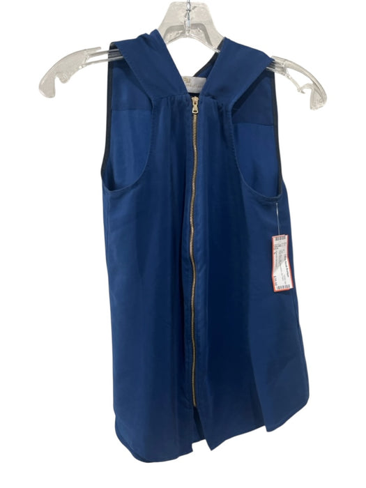 Amanda Uprichard Size S Navy Blue Silk Sleeveless Zip Front Tank Top Navy Blue / S