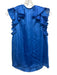 Karina Grimaldi Size S Blue Silk Blend Sleeveless V Neck Ruffle Tank Top Blue / S