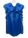 Karina Grimaldi Size S Blue Silk Blend Sleeveless V Neck Ruffle Tank Top Blue / S