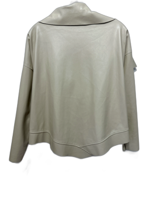 Planet Size 0 Tan Faux Leather Long Sleeve Open Front Draped Paneled Jacket Tan / 0