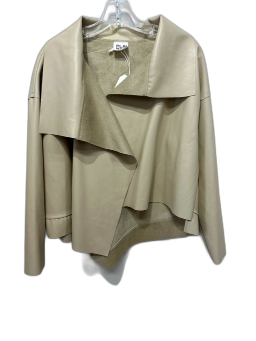 Planet Size 0 Tan Faux Leather Long Sleeve Open Front Draped Paneled Jacket Tan / 0