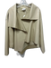 Planet Size 0 Tan Faux Leather Long Sleeve Open Front Draped Paneled Jacket Tan / 0