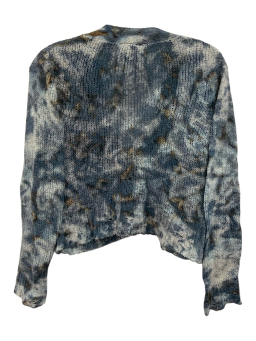 Avant Toi Size S Blue & Brown Print Poliamide Blend V Neck Tie Dye Cardigan Blue & Brown Print / S