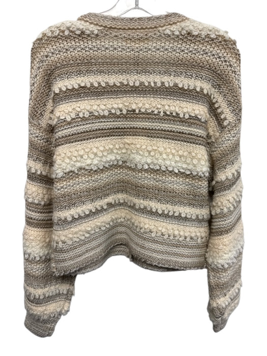 L'agence Size XS/TP Cream & Taupe Print Acrylic Shimmer Application Cardigan Cream & Taupe Print / XS/TP