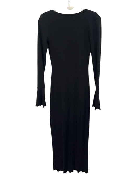 Lovers + Friends Size S Black Cotton Square Neck Ribbed Long Sleeve Maxi Dress Black / S
