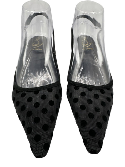 Sam Edelman Shoe Size 7.5 Black Mesh Polka Dots Velvet Pointed Toe Pumps Black / 7.5