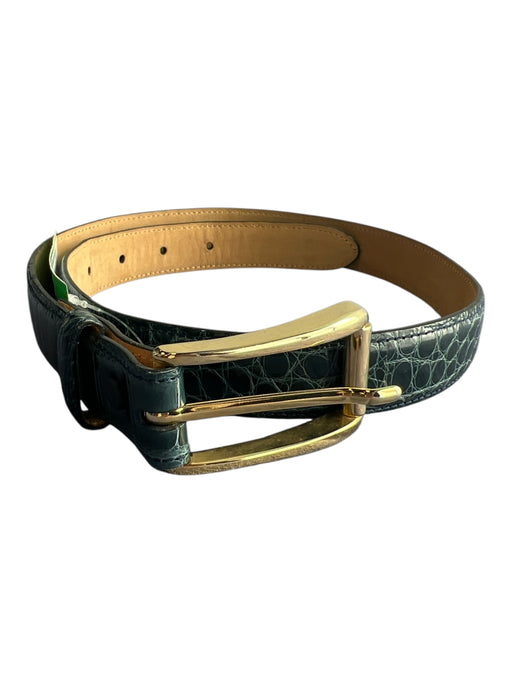 Worth Teal Blue Alligator Gold Buckle Belts Teal Blue / Small