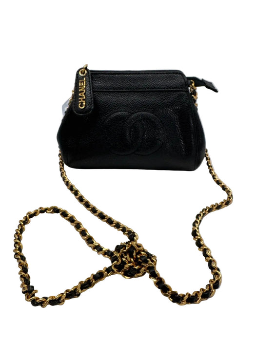 Chanel Black Leather Caviar Gold Chain Crossbody Dustbag Inc. Bag