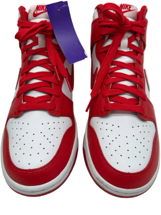 Nike Shoe Size 9 Like New White & Red Leather Two Tone Sneaker Men's Shoes