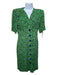 Valentino Size 38 Green Multi Missing Fabric Midi Floral Button Detail Dress Green Multi / 38