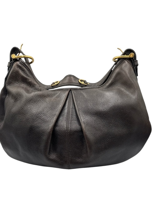 Burberry Brown & Gold Leather Gold hardware Adjustable Strap Zip Close Hobo Bag Brown & Gold / Medium