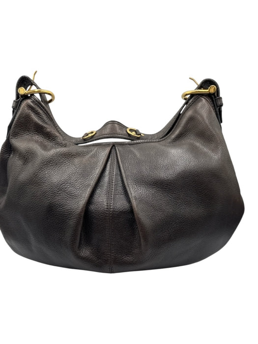 Burberry Brown & Gold Leather Gold hardware Adjustable Strap Zip Close Hobo Bag Brown & Gold / Medium
