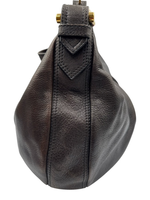 Burberry Brown & Gold Leather Gold hardware Adjustable Strap Zip Close Hobo Bag Brown & Gold / Medium