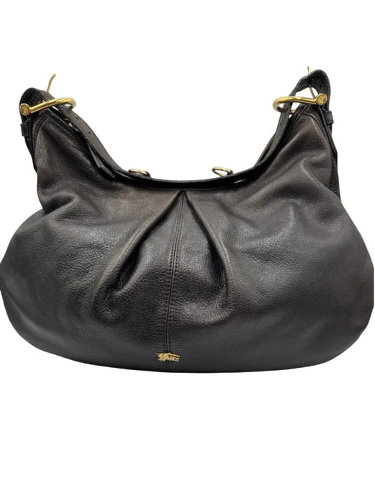 Burberry Brown & Gold Leather Gold hardware Adjustable Strap Zip Close Hobo Bag Brown & Gold / Medium