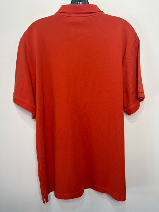 Burberry Size xxxl Orange Cotton Solid Polo Men's Short Sleeve
