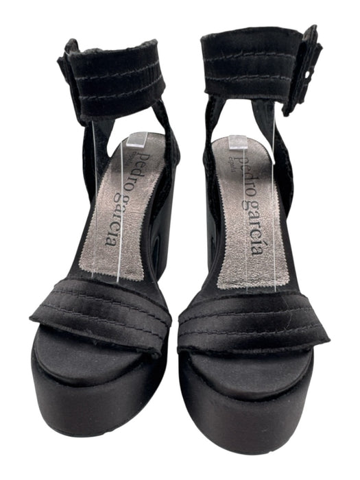 Pedro Garcia Shoe Size 36 Black Satin Ankle Buckle Fringe Platform Sandals Black / 36
