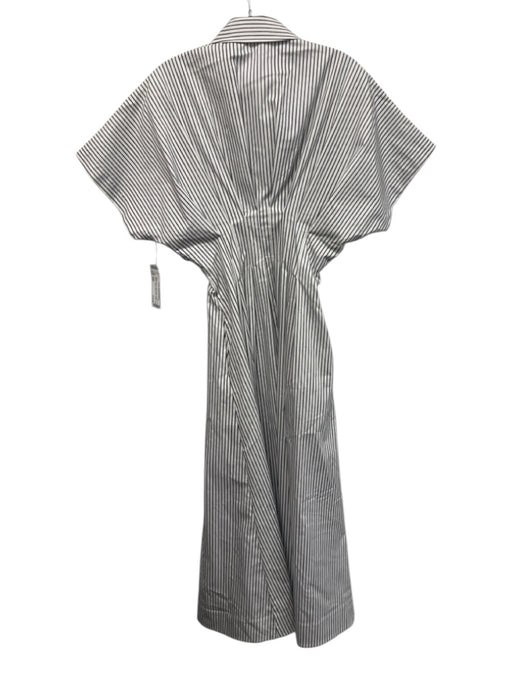 Exquise Size XXS Black & White Cotton Blend Short Sleeve Striped Pleated Dress Black & White / XXS