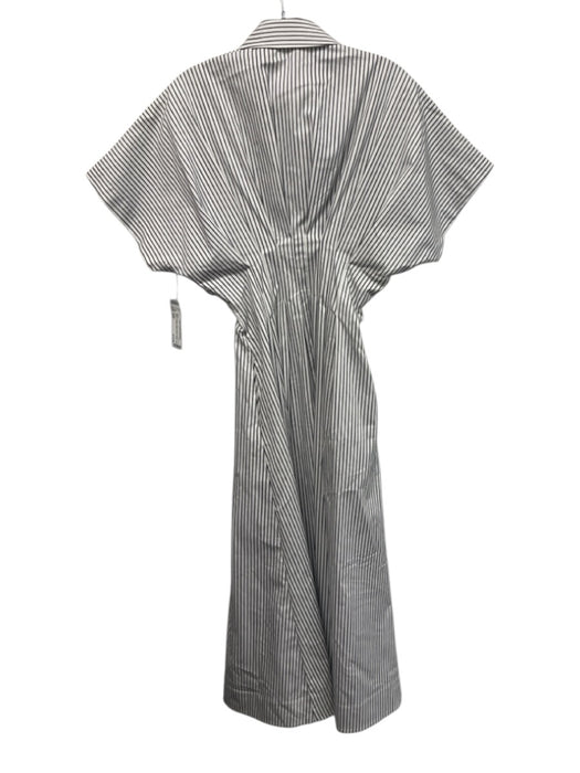 Exquise Size XXS Black & White Cotton Blend Short Sleeve Striped Pleated Dress Black & White / XXS