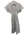 Exquise Size XXS Black & White Cotton Blend Short Sleeve Striped Pleated Dress Black & White / XXS