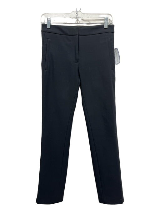 Tibi Size 00 Black Polyester Blend Tapered Metal Accent Hook & Zip Trouser Pants Black / 00