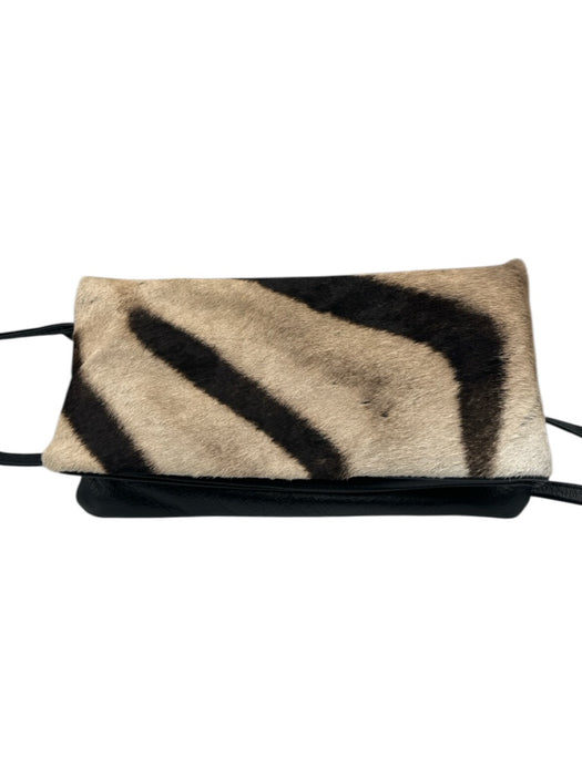 fsp collection Zebra Pony Hair Crossbody Card Holder Magnetic Close Bag Zebra