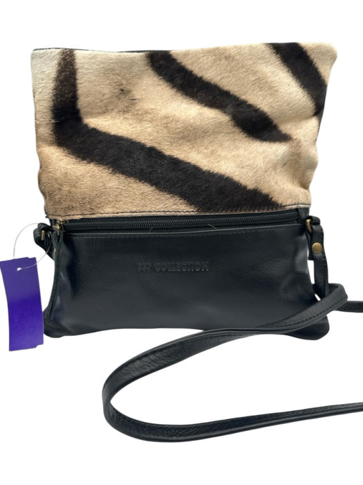 fsp collection Zebra Pony Hair Crossbody Card Holder Magnetic Close Bag Zebra