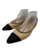 Chanel Shoe Size 39C Beige & Black Leather Cap Toe Gold Hardware Flats Beige & Black / 39C