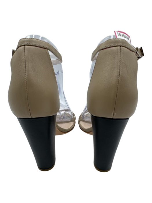 Emerson Fry Shoe Size 38 Beige Leather Block Heel Ankle Strap Open Toe Pumps Beige / 38