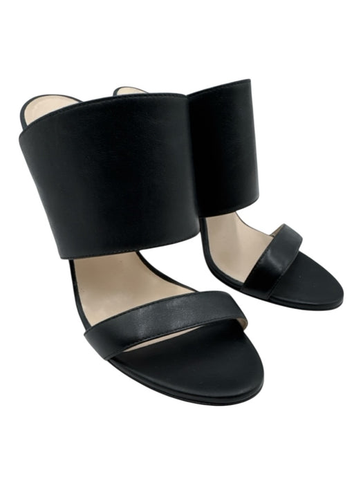Emerson Fry Shoe Size 38 Black Leather Straps Open Toe Pumps Black / 38