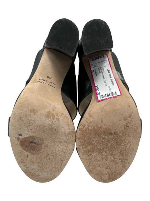 Emerson Fry Shoe Size 38 Black Leather Straps Open Toe Pumps Black / 38