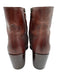 Frye Shoe Size 7.5 Brown Leather Pointed Toe Side Zip Stacked Heel Booties Brown / 7.5