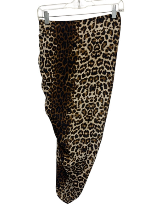 Veronica Beard Size 0 Leopard Print Silk Blend Side Zip Cinch Detail Midi Skirt Leopard Print / 0