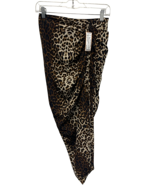 Veronica Beard Size 0 Leopard Print Silk Blend Side Zip Cinch Detail Midi Skirt Leopard Print / 0
