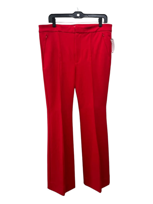 Anthropologie Size 12 Red Rayon Blend Seam Detail High Waist Wide Leg Pants Red / 12