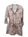 Ted Baker Size 2/M Pink & Beige Cotton Blend Palm Fronds Print Collared Romper Pink & Beige / 2/M