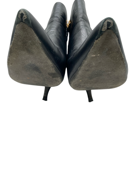 Tory Burch Shoe Size 9 Black Leather Pointed Toe Side Zip Midi Heel Booties Black / 9