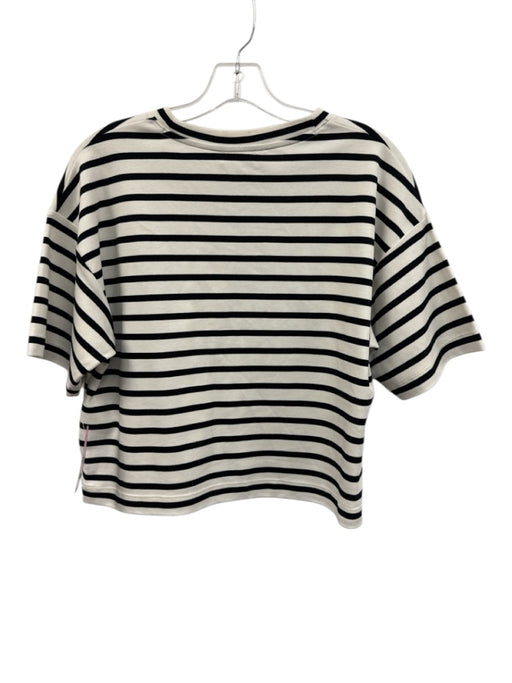 Spanx Size S Black & White Cotton Short Sleeve Stripe T Shirt Top Black & White / S