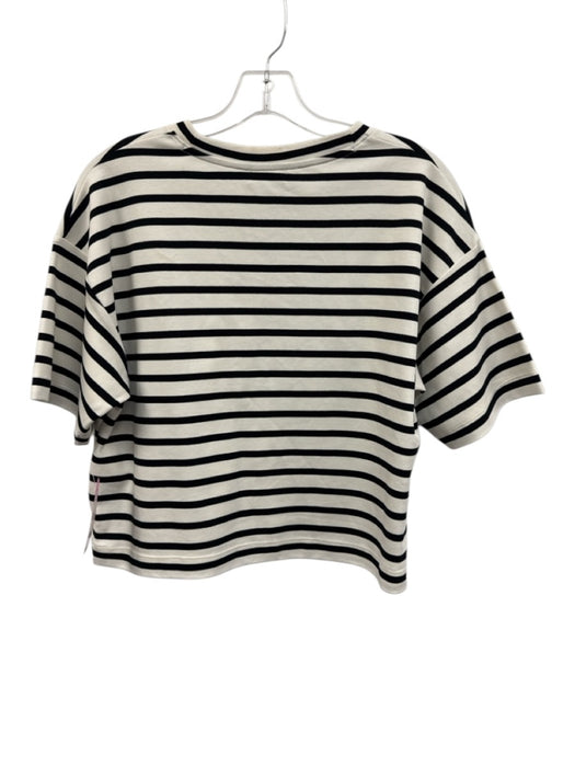 Spanx Size S Black & White Cotton Short Sleeve Stripe T Shirt Top Black & White / S