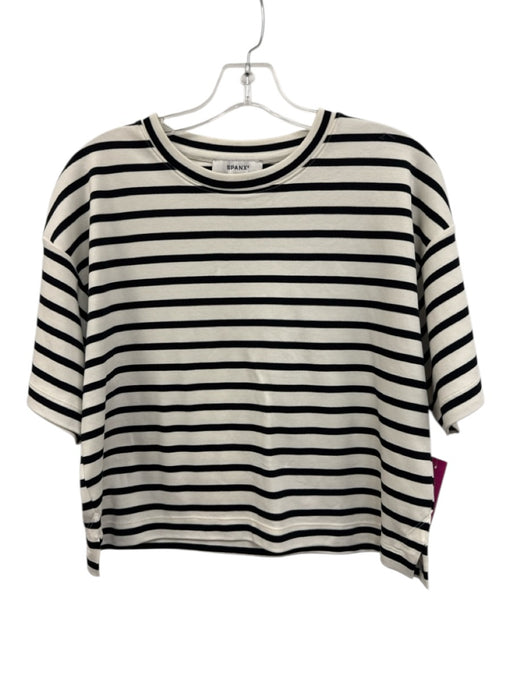 Spanx Size S Black & White Cotton Short Sleeve Stripe T Shirt Top Black & White / S