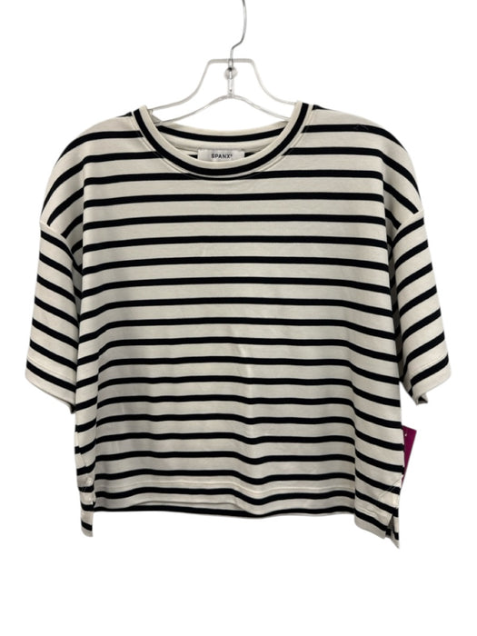 Spanx Size S Black & White Cotton Short Sleeve Stripe T Shirt Top Black & White / S