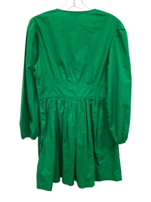 J Campbell Size 6 Kelly Green Cotton Long puff sleeve V Neck Pleated Dress Kelly Green / 6