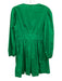 J Campbell Size 6 Kelly Green Cotton Long puff sleeve V Neck Pleated Dress Kelly Green / 6