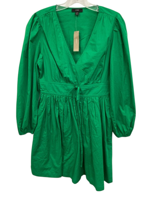 J Campbell Size 6 Kelly Green Cotton Long puff sleeve V Neck Pleated Dress Kelly Green / 6