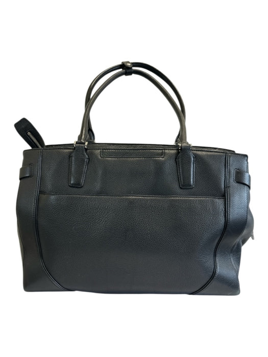 Tumi Black Pebble Leather Silver Hardware Zip Top Tote Bag Black / L