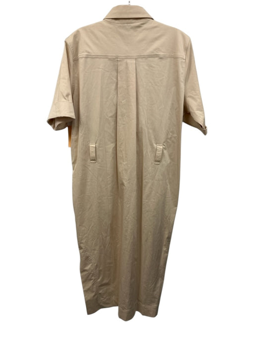 Reiss Size 6 Khaki Beige Cotton Blend Short Sleeve Buttons Belt loops Dress Khaki Beige / 6