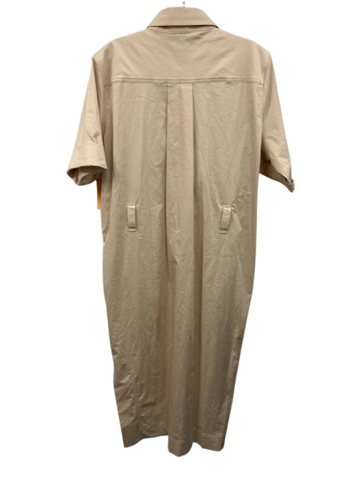 Reiss Size 6 Khaki Beige Cotton Blend Short Sleeve Buttons Belt loops Dress Khaki Beige / 6
