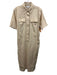 Reiss Size 6 Khaki Beige Cotton Blend Short Sleeve Buttons Belt loops Dress Khaki Beige / 6