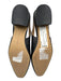 Saks Fifth Ave Black Leather Square Round Toe Slingback Gold Hardware Pumps Black