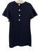 Lela Rose Size 2 Navy & Cream Wool Blend short flare sleeve Crepe Shift Dress Navy & Cream / 2
