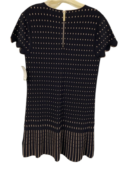 Ted Baker Size 2 Black & Gold Viscose Blend Knit Short Sleeve Dotted Dress Black & Gold / 2